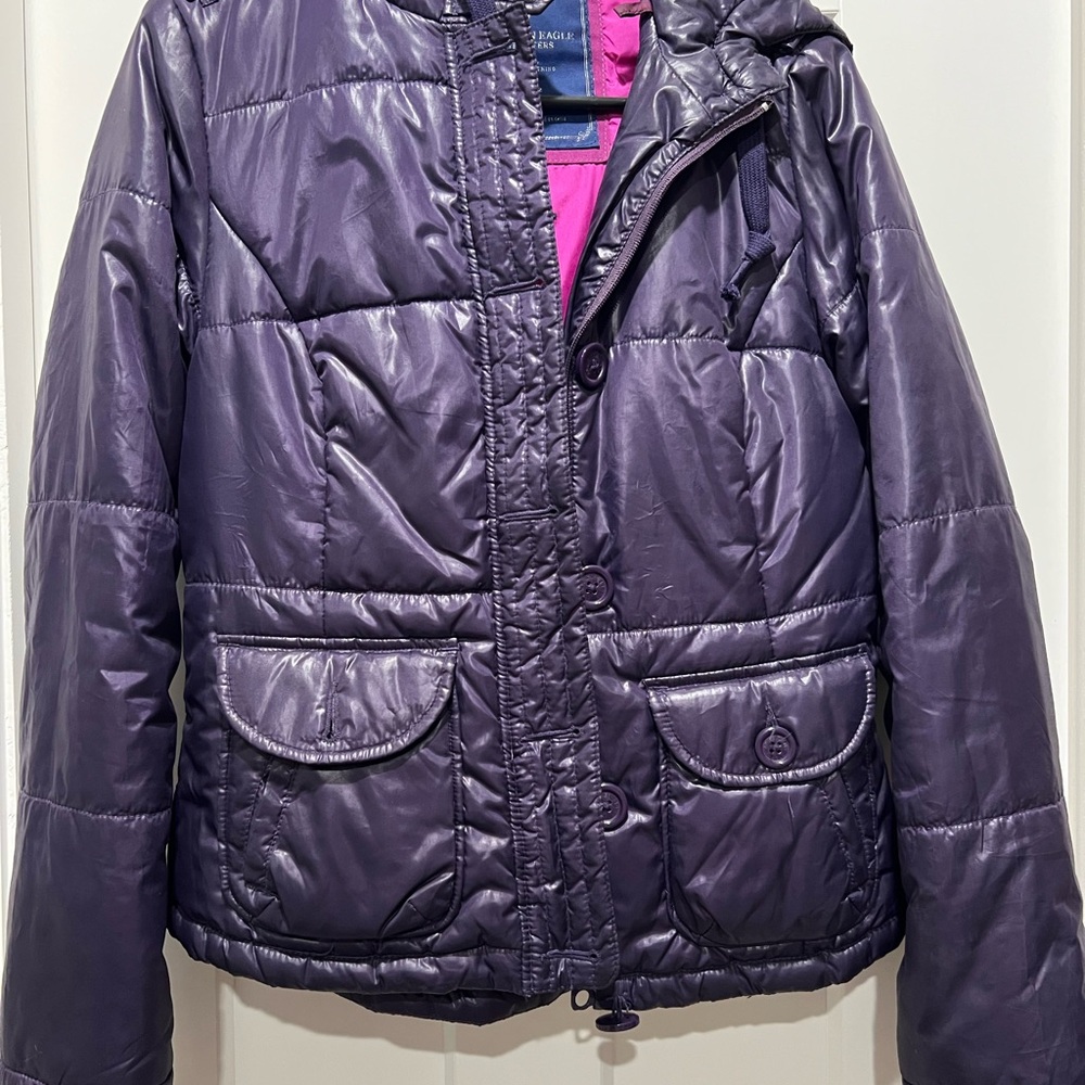 American Eagle Purple Puffer Jacket